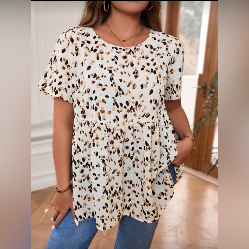 SHEIN Leopard Babydoll Blouse